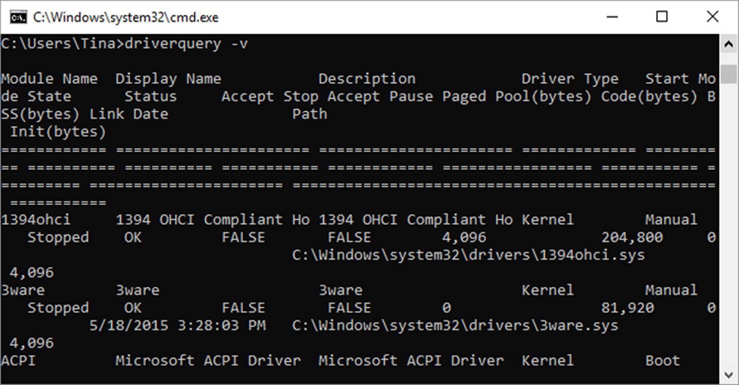 cmd Driverquery