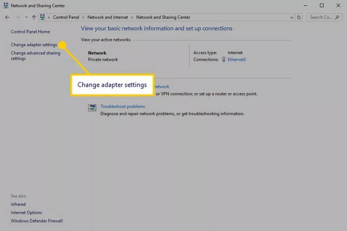 change Adapter Settings
