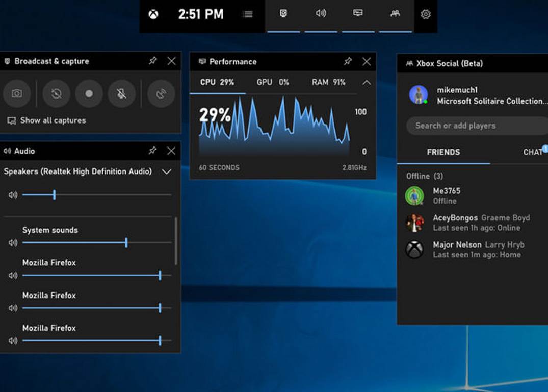 گیم بار ویندوز