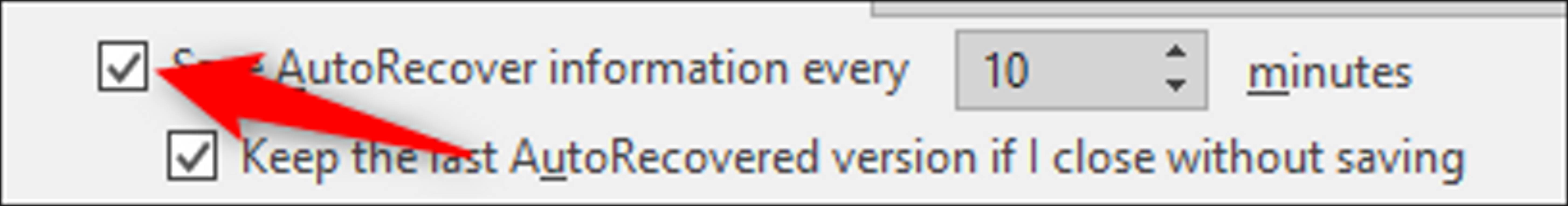 Save Autorecover information every xx minutes